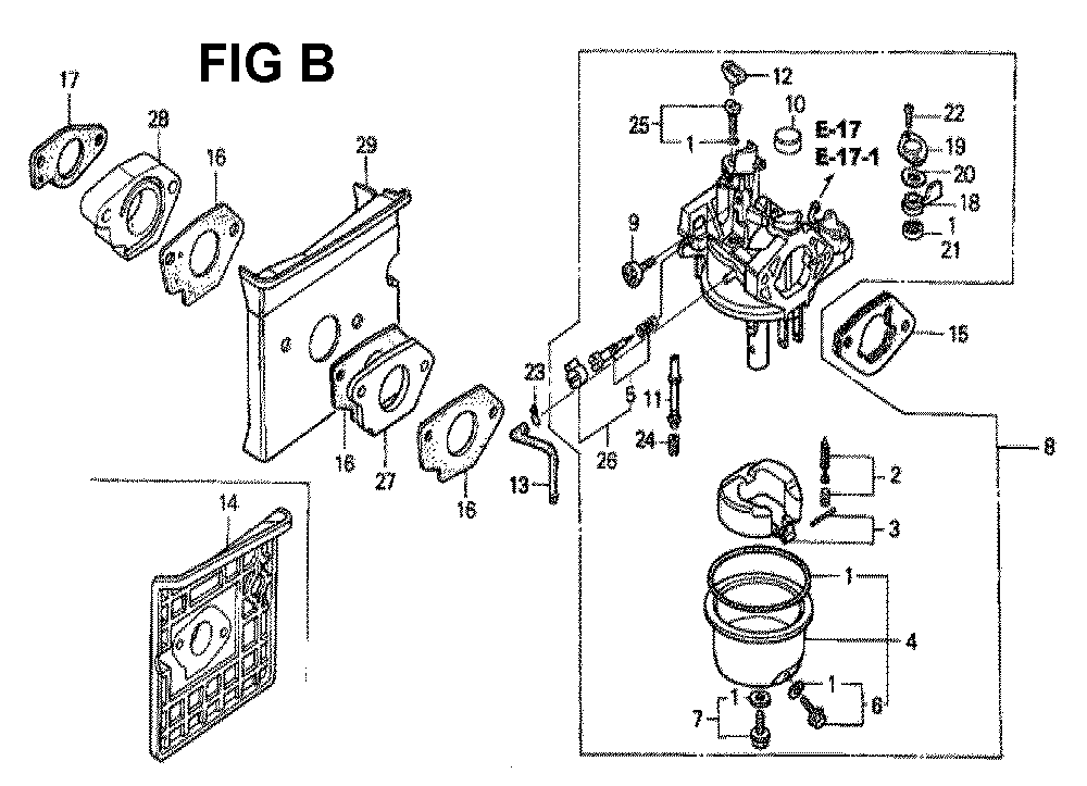 Fig-6 Diagram and Parts List for GXV340K2 Type DN3 Honda Engine
