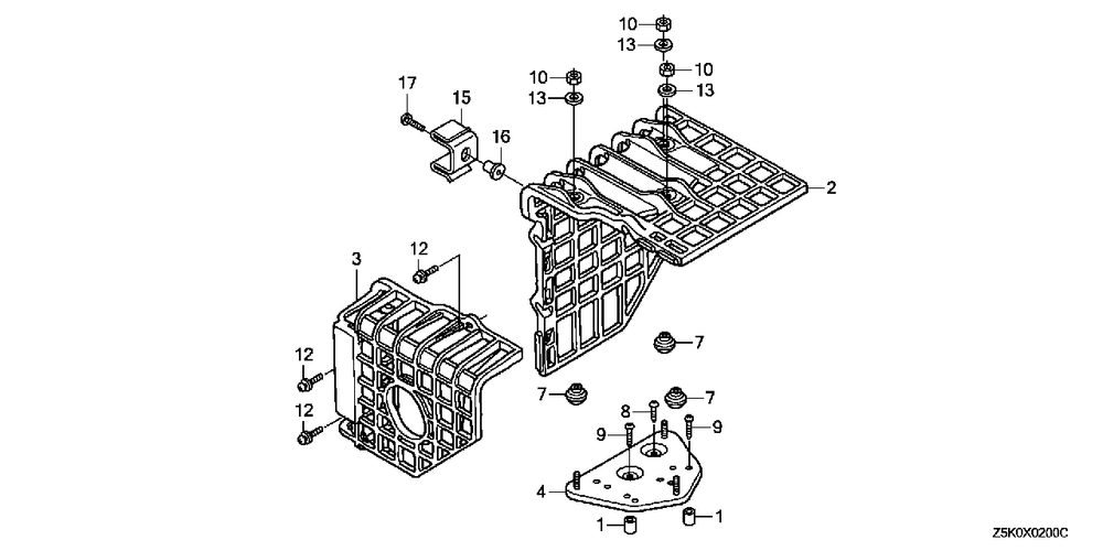 Muffler Cover Diagram and Parts List for GX270UT2 (Type  QZXR/A)(GCBGT-2000001 - 2258490) Honda Engine