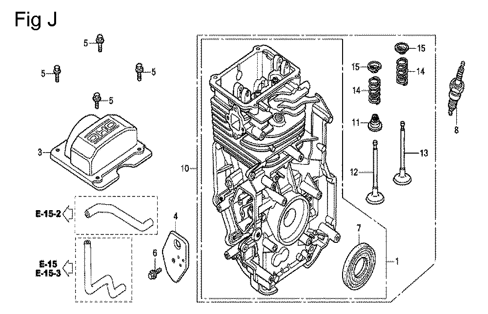 Fig-10 Diagram and Parts List for GC160 Type WXJ Honda Engine