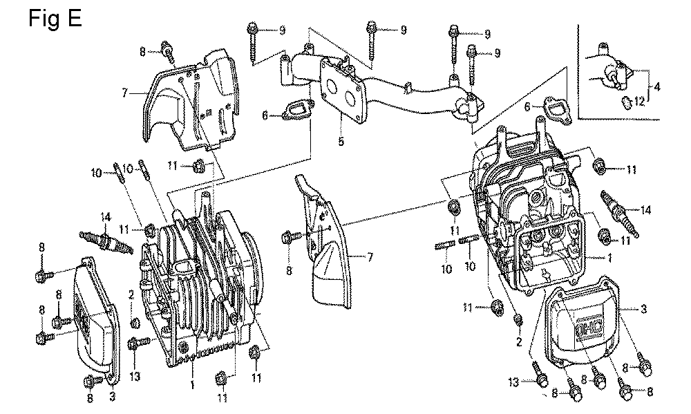 Fig-5 Diagram and Parts List for GCV530 Type DXA1 Honda Engine