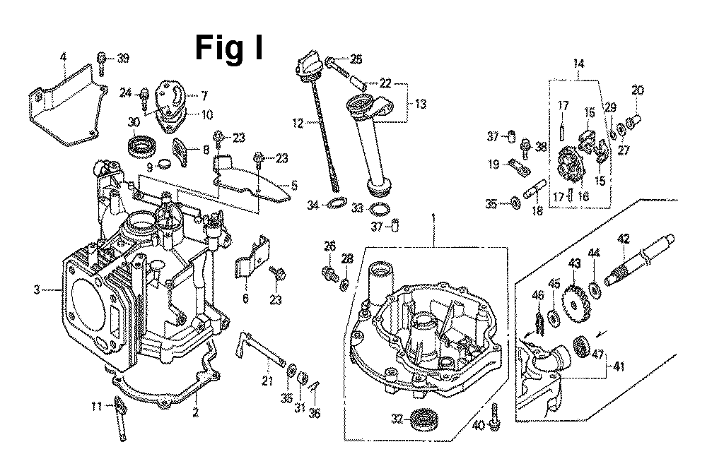 Fig-10 Diagram and Parts List for GXV140 Type A2G Honda Engine