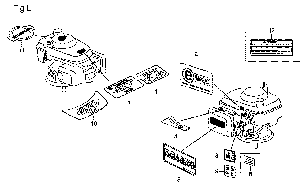Fig-12 Diagram and Parts List for GSV190A Type A1AE Honda Engine
