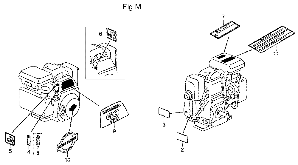 Fig-13 Diagram and Parts List for GC160LA Type QHG Honda Engine