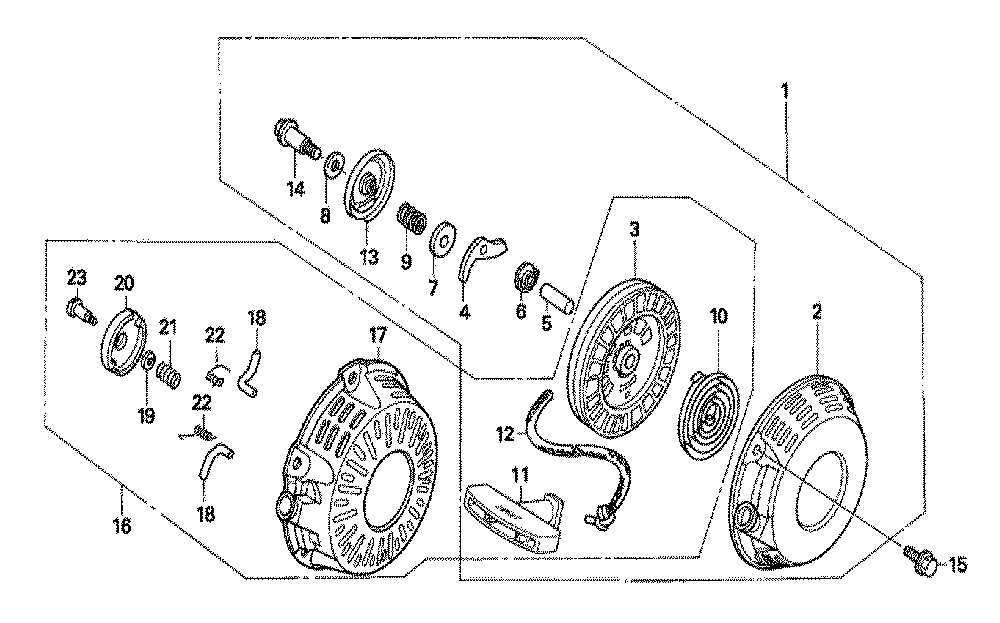 Fig-0 Diagram and Parts List for GX120T1 Type W1A4 Honda Engine