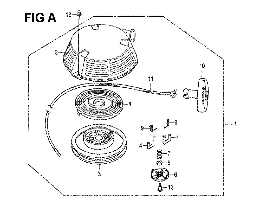 Fig-1 Diagram and Parts List for GXV160H2 Type A1N5 Honda Engine