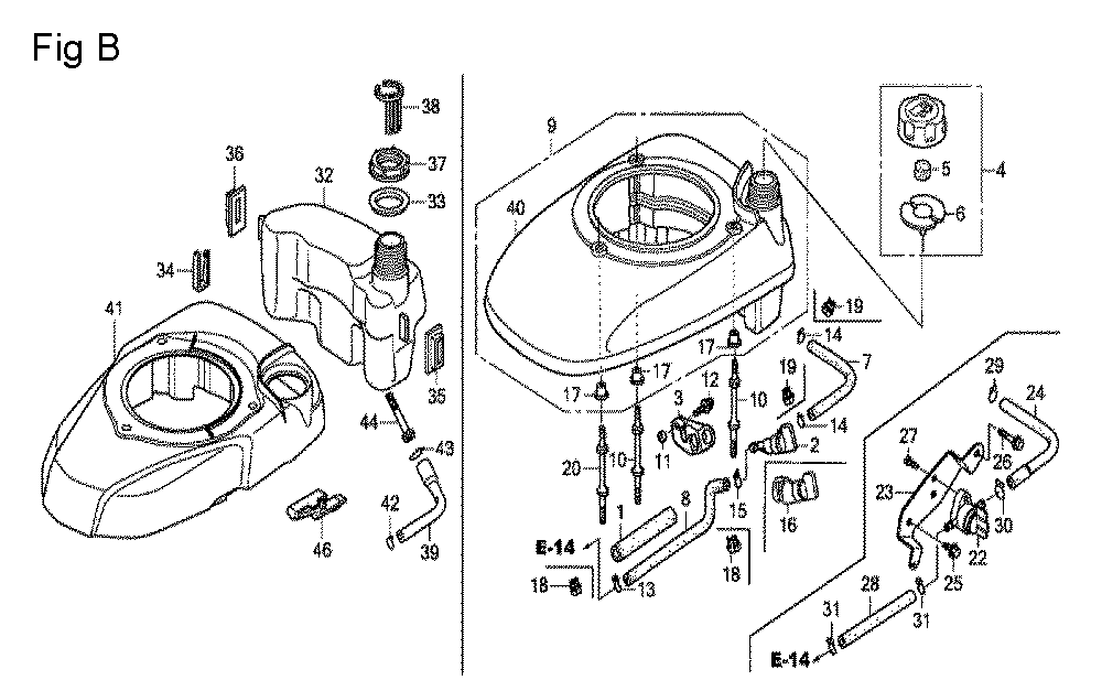 Fig-2 Diagram and Parts List for GCV190A Type E1A2 Honda Engine