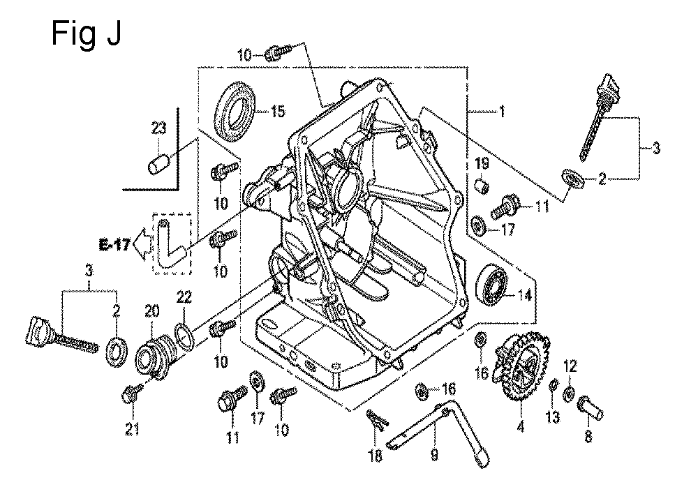 Fig-10 Diagram and Parts List for GC135 Type QHE4 Honda Engine