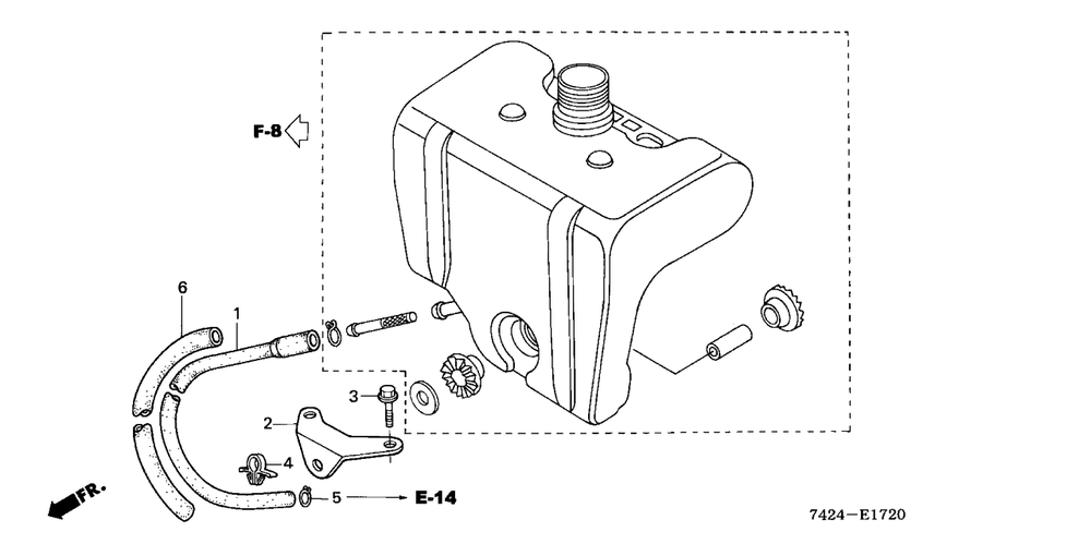 Tank Stay Diagram and Parts List for HP400K3 (Type  BA/C)(NAA-2800448 - 9999999) Honda Lawn Tractor Accessories