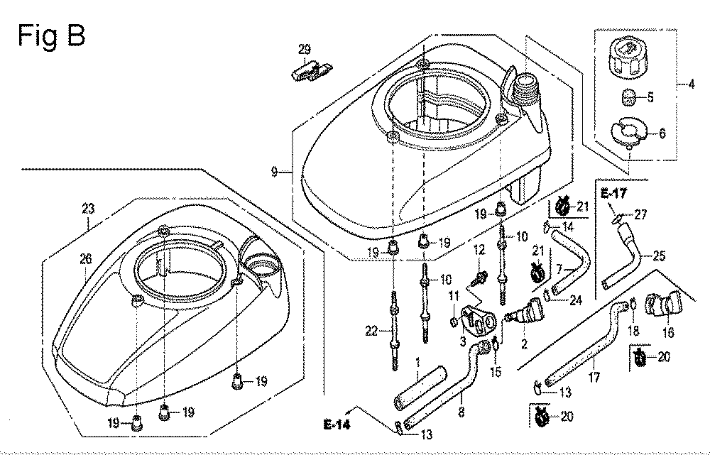 Fig-2 Diagram and Parts List for GSV190A Type N2G7 Honda Engine