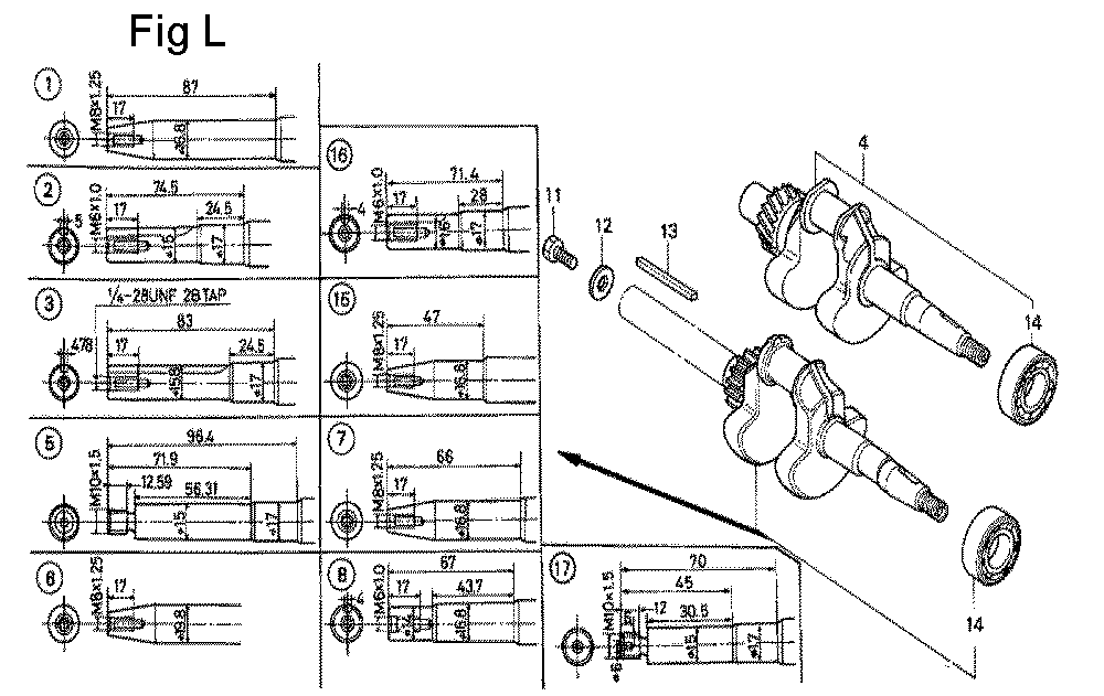 Fig-12 Diagram and Parts List for G100K1 Type ST Honda Engine