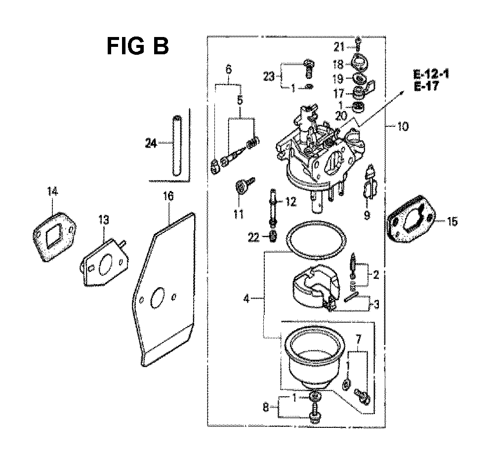 Fig-9 Diagram and Parts List for GXV160 Type N4C Honda Engine