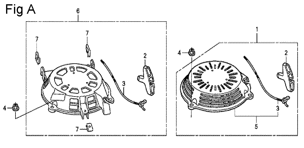 Fig-1 Diagram and Parts List for GCV135 Type A2A Honda Engine