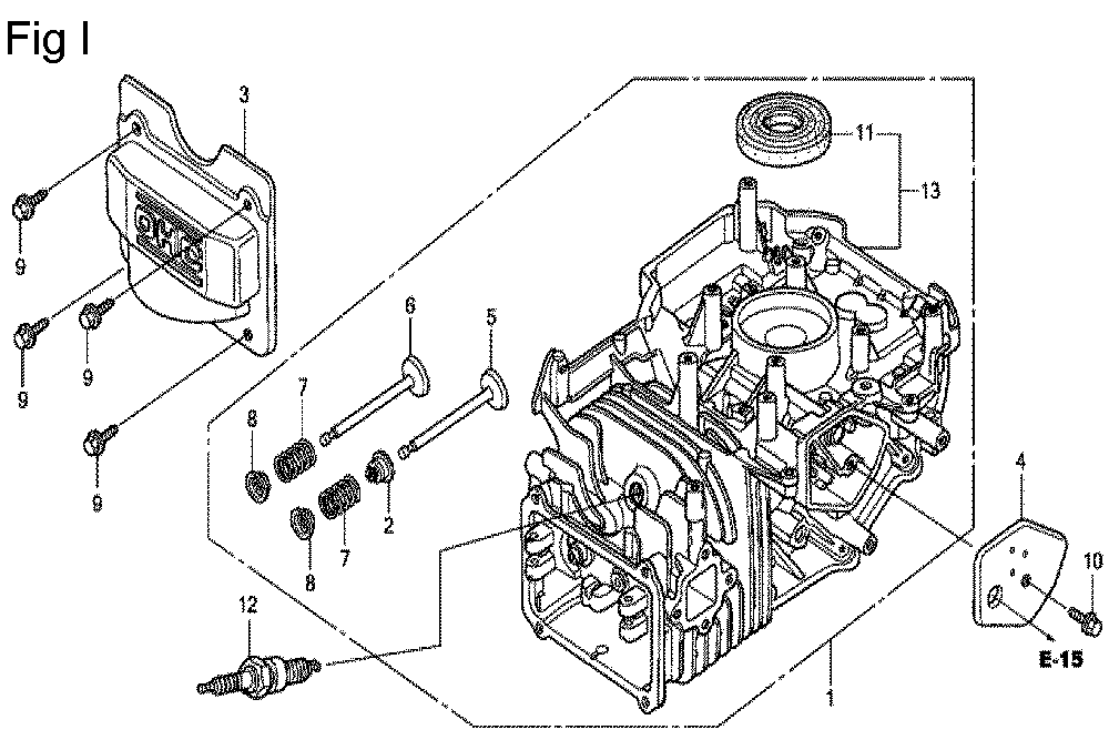 Fig-9 Diagram and Parts List for GCV135 Type A1D Honda Engine