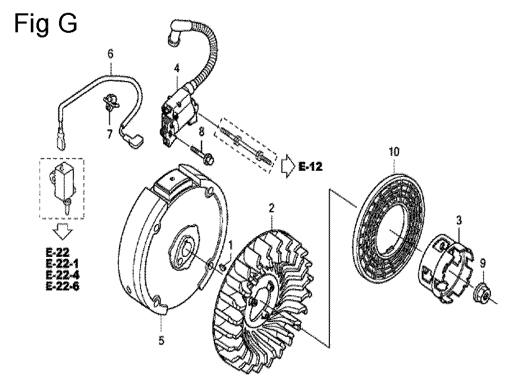 Fig-11 Diagram and Parts List for GC190A Type VXA Honda Engine