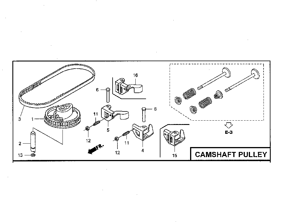 Camshaft pulley Diagram and Parts List for GCV160-LA0S3-ED  Honda Engine