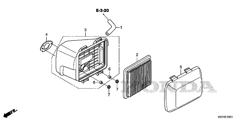 Air Cleaner (Hrx217k6) Diagram and Parts List for HRX217K6 (Type  HYA)(MAMA-1000001 - 9999999) Honda Lawn Mower