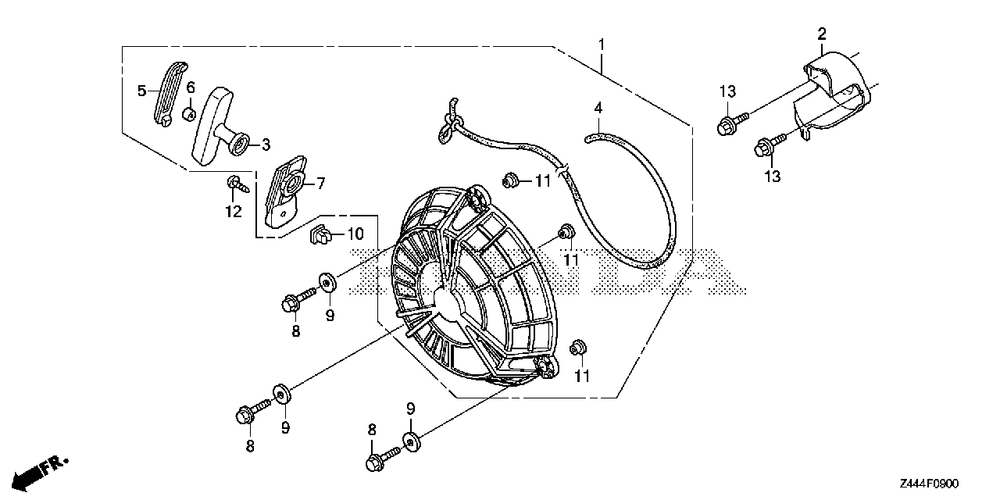 Recoil Starter Diagram and Parts List for EU2200IT (Type  A3)(EAMT-1000001 - 9999999) Honda Generator