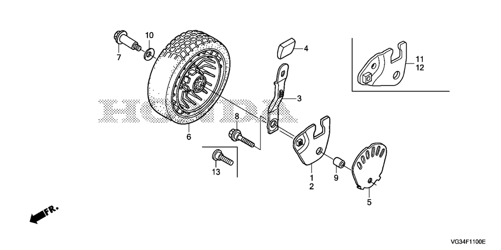 Front Wheel Diagram and Parts List for HRS216K7 (Type  VKAA)(MZBZ-6580001 - 9999999) Honda Lawn Mower