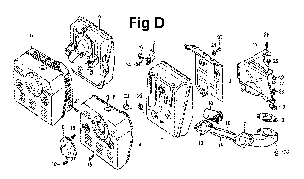 Fig-7 Diagram and Parts List for GXV270 Type DN2 Honda Engine