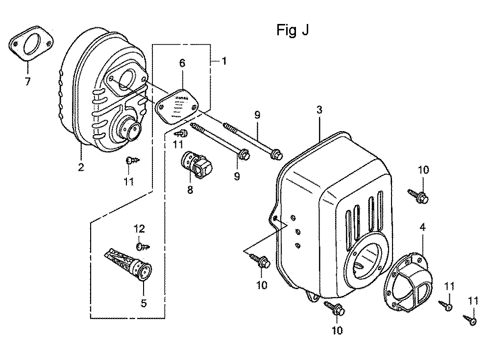 Fig-10 Diagram and Parts List for GC160LA Type QDE Honda Engine