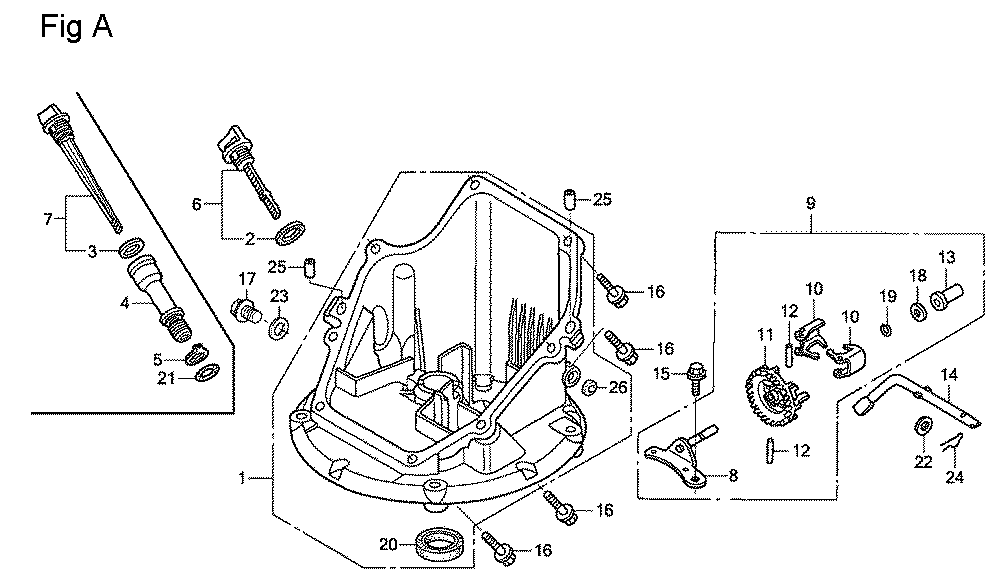 Fig-1 Diagram and Parts List for GSV190A Type N1L Honda Engine