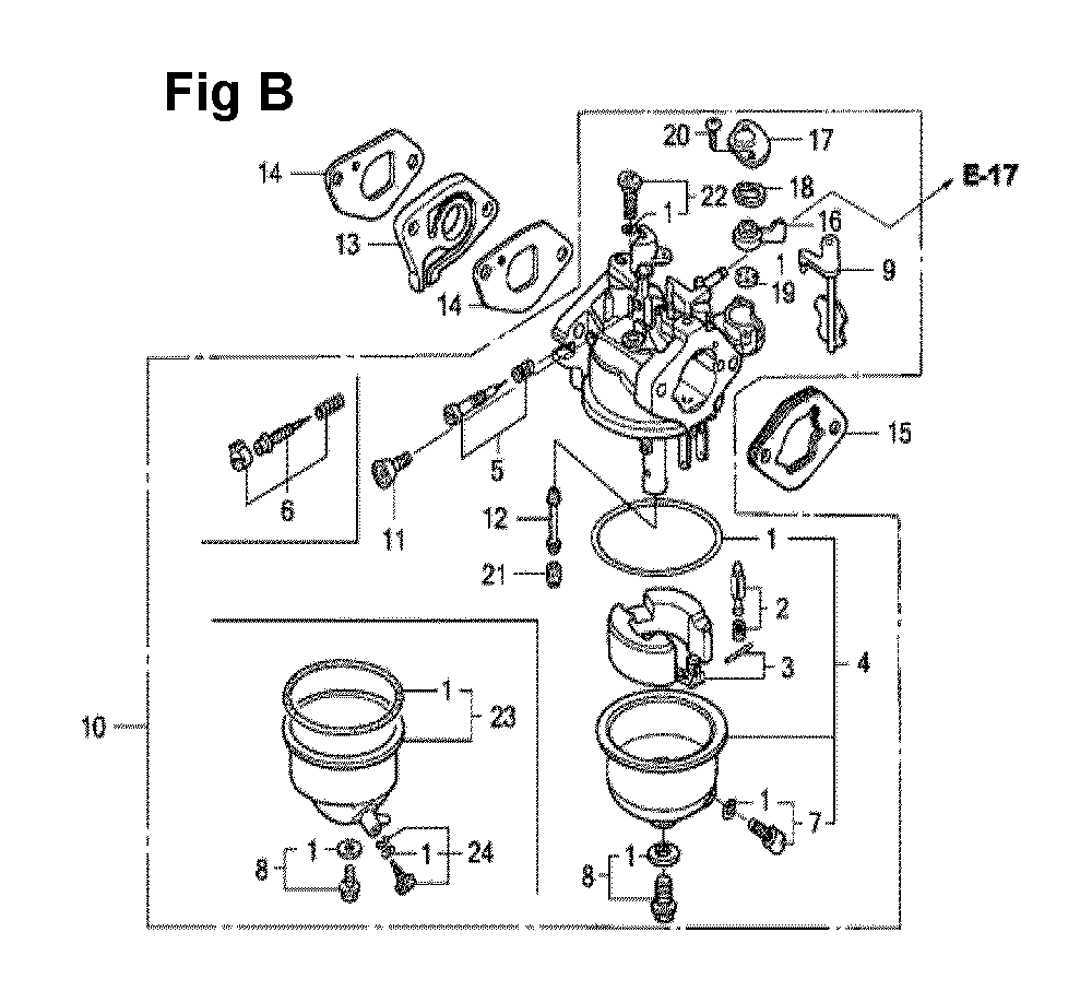 Fig-11 Diagram and Parts List for GXV120 Type N2F Honda Engine