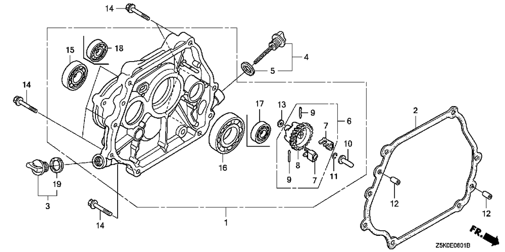 Crankcase Cover (2) Diagram and Parts List for GX270UT2 (Type  HEA2/A)(GCBGT-2000001 - 9999999) Honda Engine