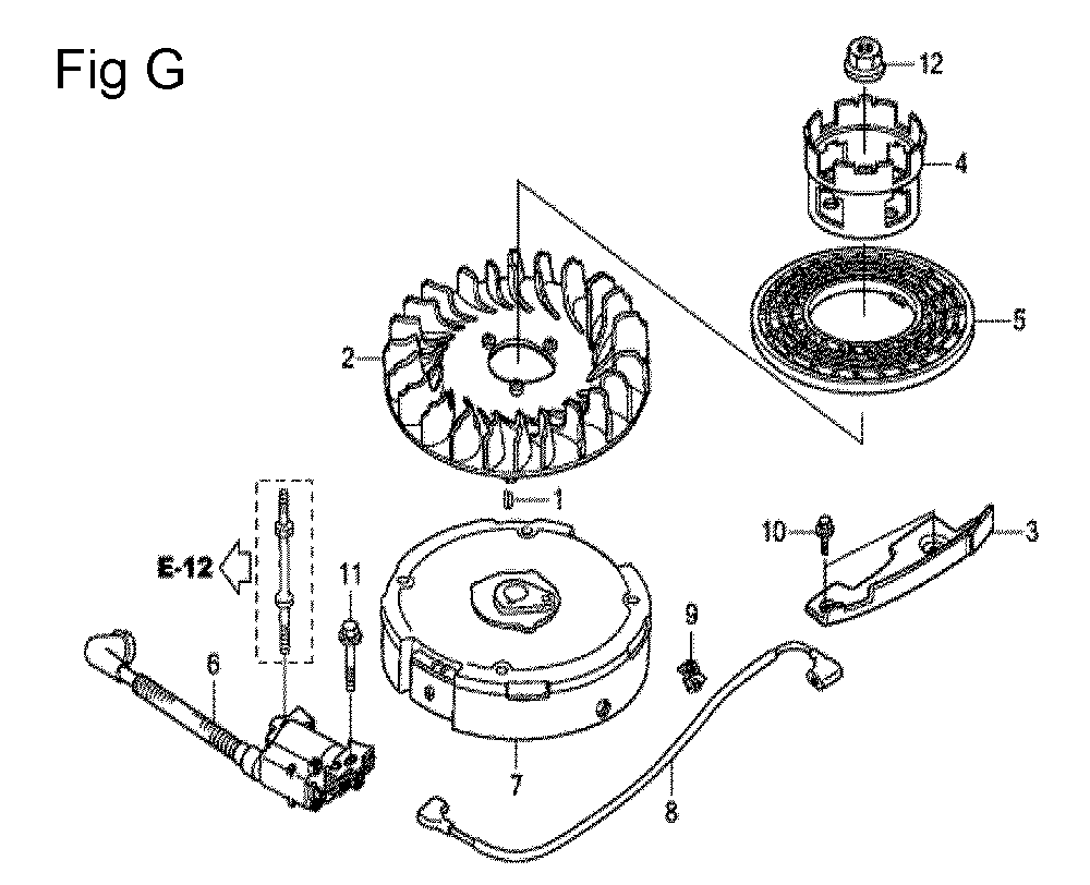 Fig-7 Diagram and Parts List for GCV190LA Type N5AP Honda Engine
