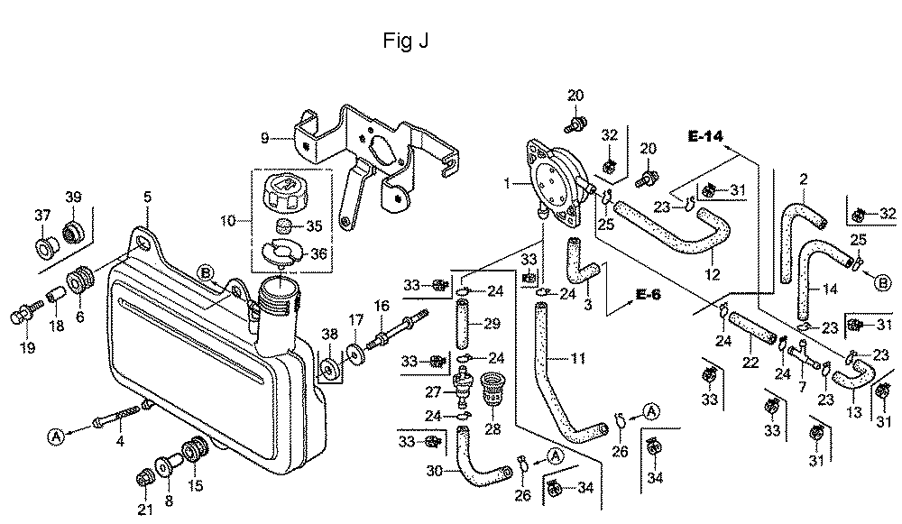 Fig-10 Diagram and Parts List for GC160A Type DHAF Honda Engine