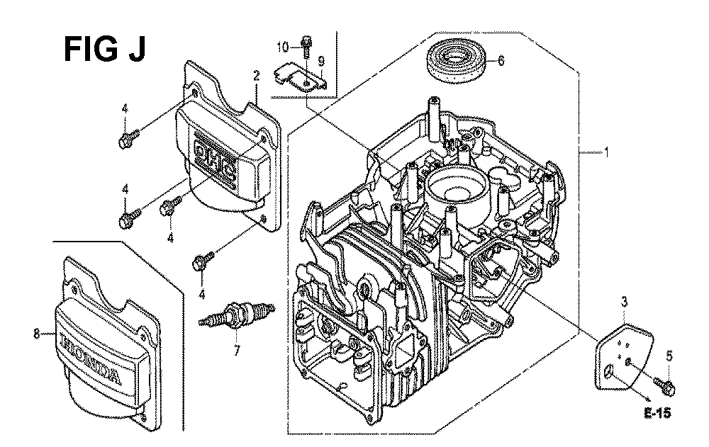 Fig-10 Diagram and Parts List for GCV190LA Type SBL Honda Engine