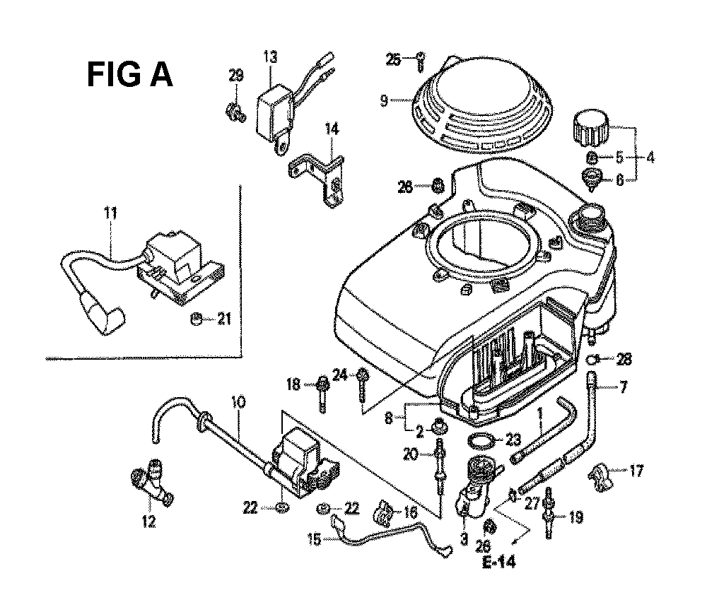 Fig-2 Diagram and Parts List for GXV160K1 Type A1SA Honda Engine
