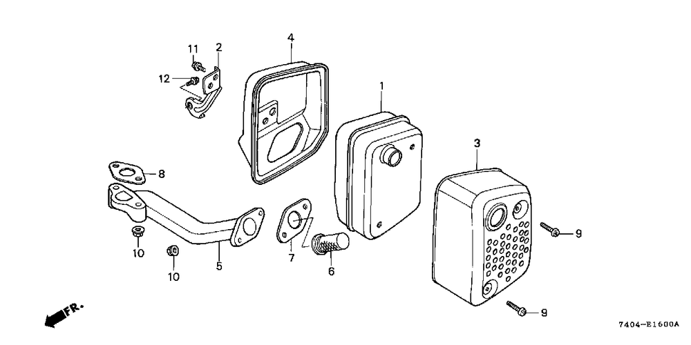 Muffler Diagram and Parts List for HP250 (Type  CA)(NA1-2000001 - 2599999) Honda Lawn Tractor Accessories