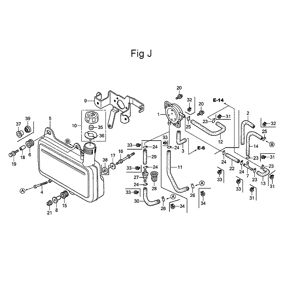 Fig-10 Diagram and Parts List for GC135 Type PHA Honda Engine