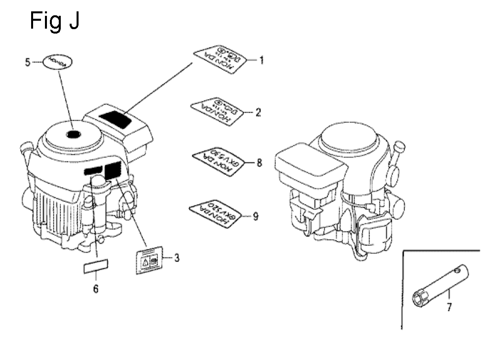 Fig-15 Diagram and Parts List for GCV530 Type QEA Honda Engine