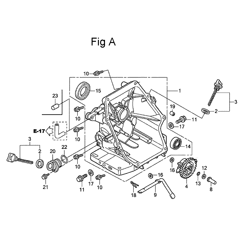 Fig-1 Diagram and Parts List for GC135 Type QHA Honda Engine