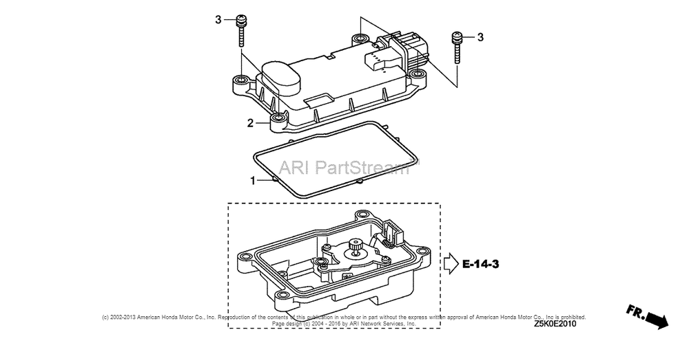 Electronic Control Unit Diagram and Parts List for GX270UT2 (typeQZHW)(GCBGT-1000001) Honda Engine