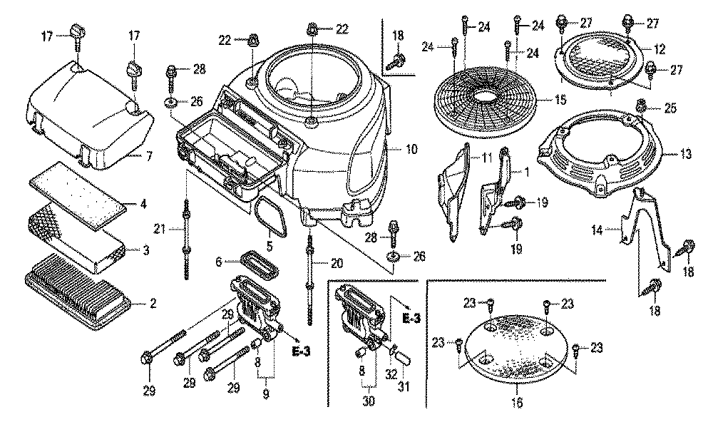 Fig-0 Diagram and Parts List for GCV520U Type CEE9 Honda Engine