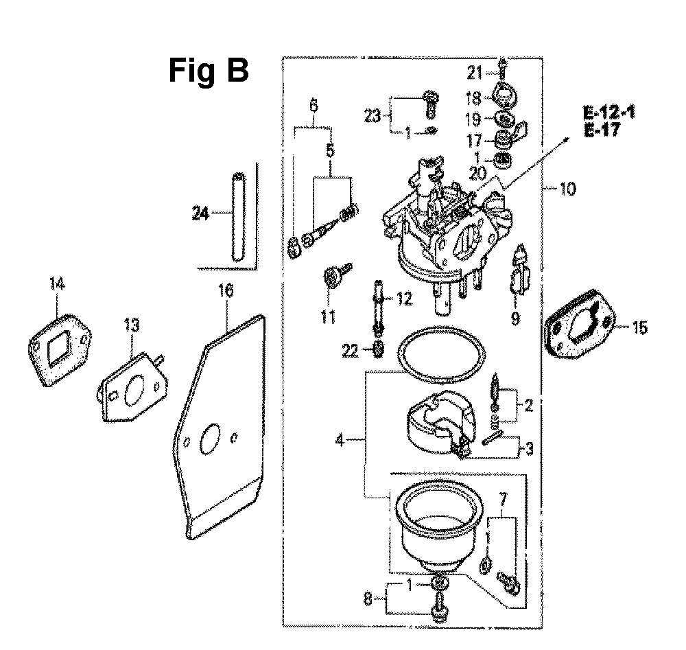 Fig-2 Diagram and Parts List for GXV160 Type N42 Honda Engine