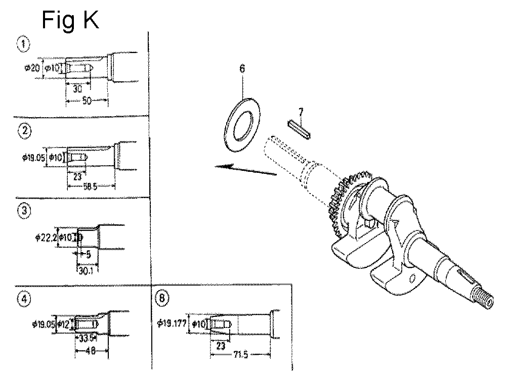Fig-11 Diagram and Parts List for GC190A Type SHE6 Honda Engine