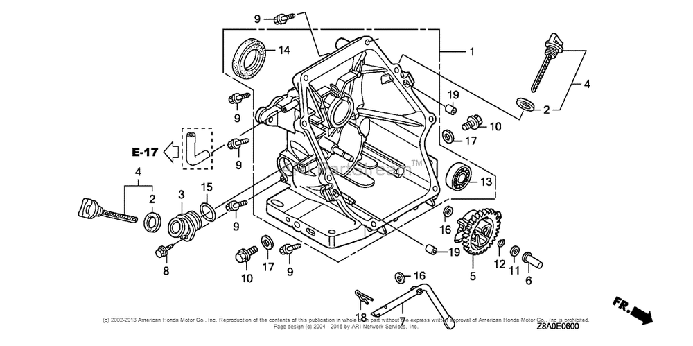 Crankcase Cover Diagram and Parts List for GC160LA (typeQHC)(GCAHA-3599750) Honda Engine