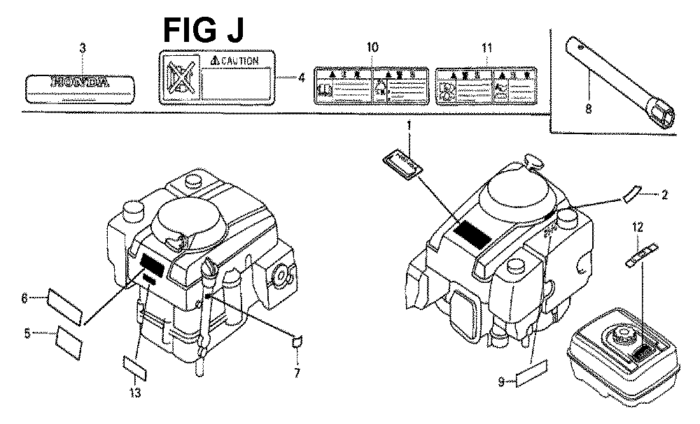 Fig-5 Diagram and Parts List for GXV340K2 Type DN3 Honda Engine