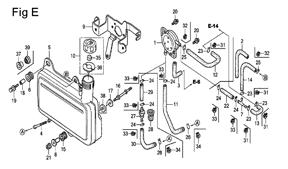 Fig-5 Diagram and Parts List for GC160 Type WME1 Honda Engine