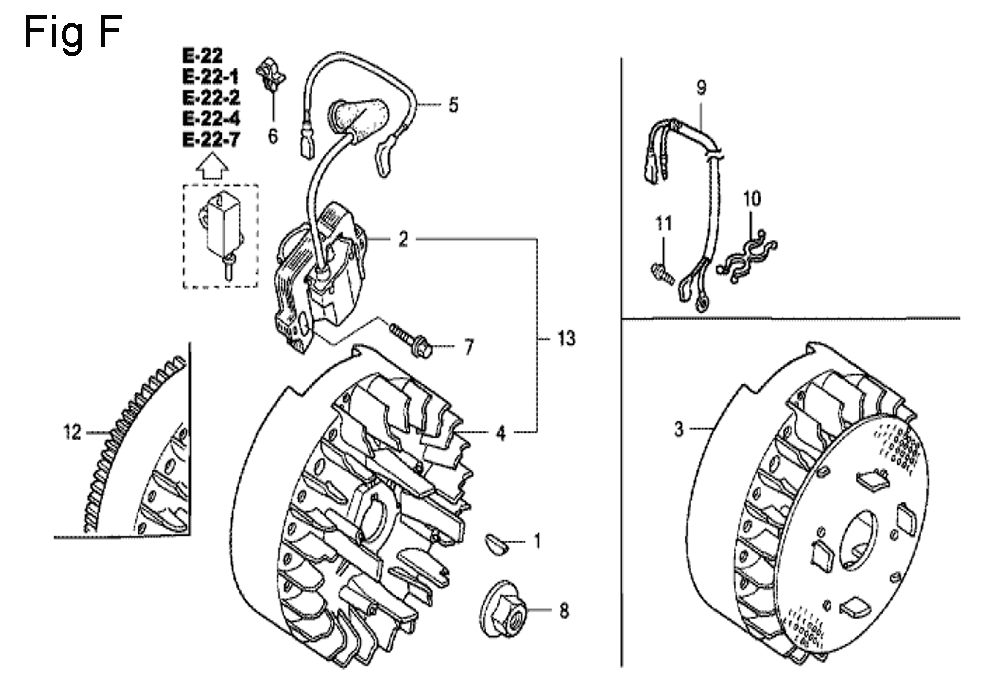 Fig-6 Diagram and Parts List for GC160A Type SHE1 Honda Engine
