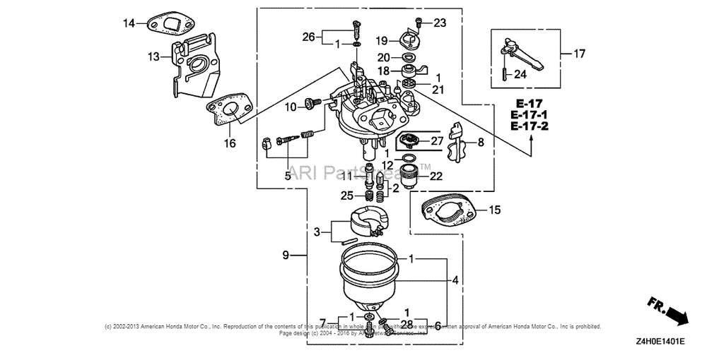 Carburetor (2) Diagram and Parts List for GX120UT2 (typePX2)(GCBMT-1000001) Honda Engine