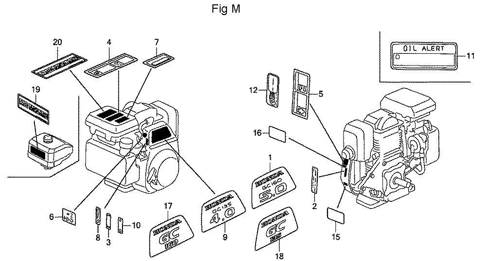 Fig-13 Diagram and Parts List for GC160A Type PHA Honda Engine