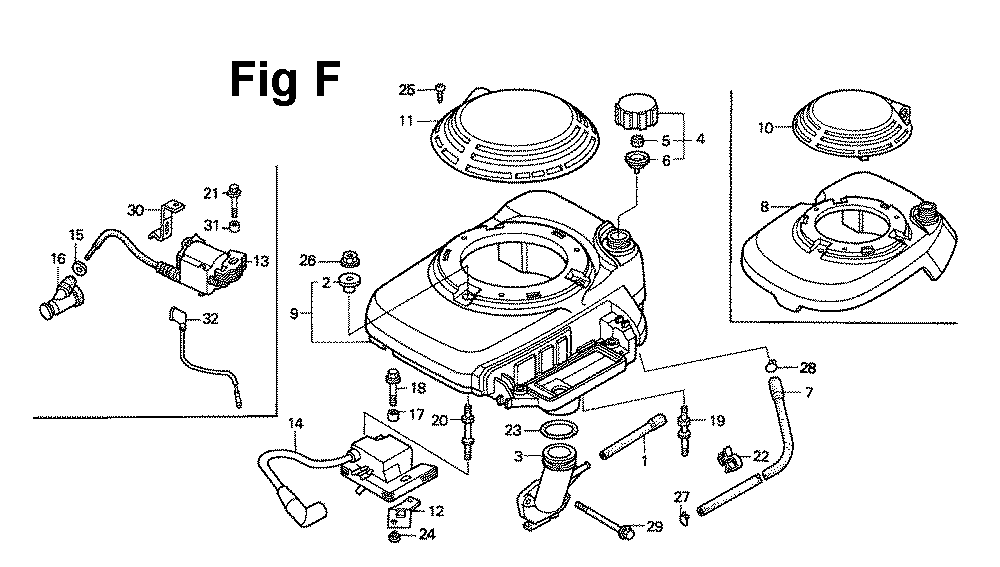 Fig-4 Diagram and Parts List for GXV140 Type A1B Honda Engine