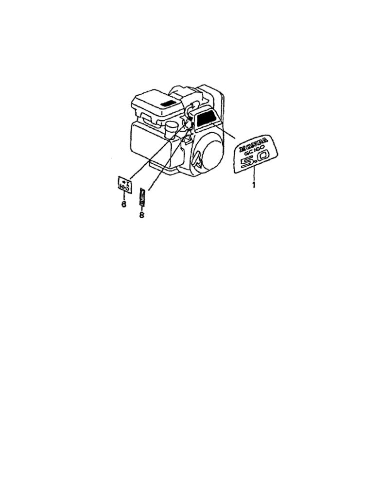 Labels Diagram and Parts List for GCV-160-AQHA2  Honda Engine