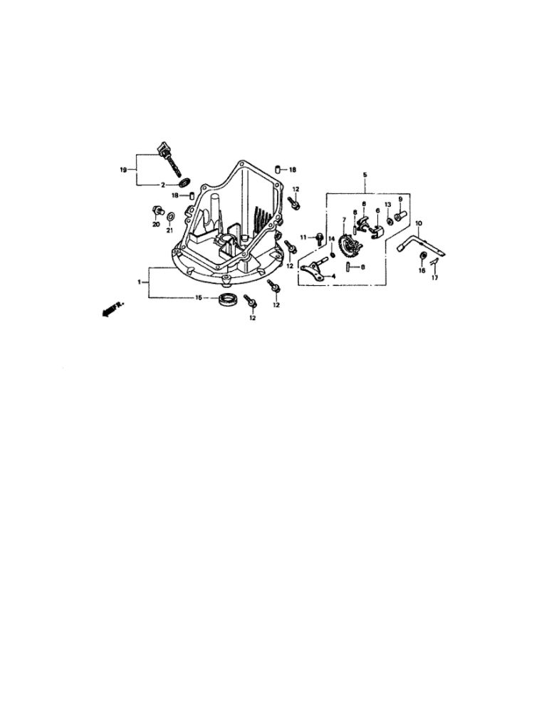 Oil Pan Diagram and Parts List for GCV-160-A  Honda Engine