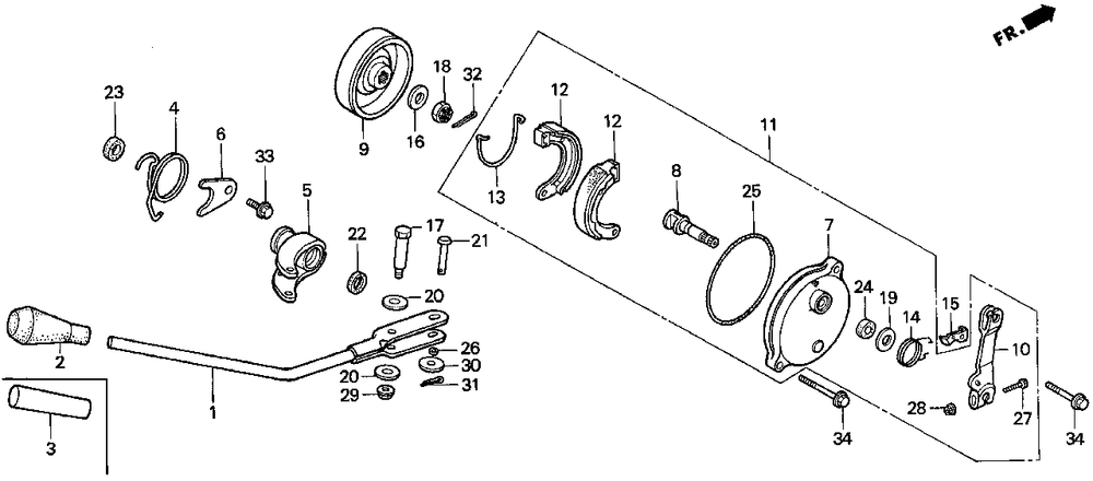 Change Lever Diagram and Parts List for HP250 (Type  CA)(NA1-2000001 - 2599999) Honda Lawn Tractor Accessories