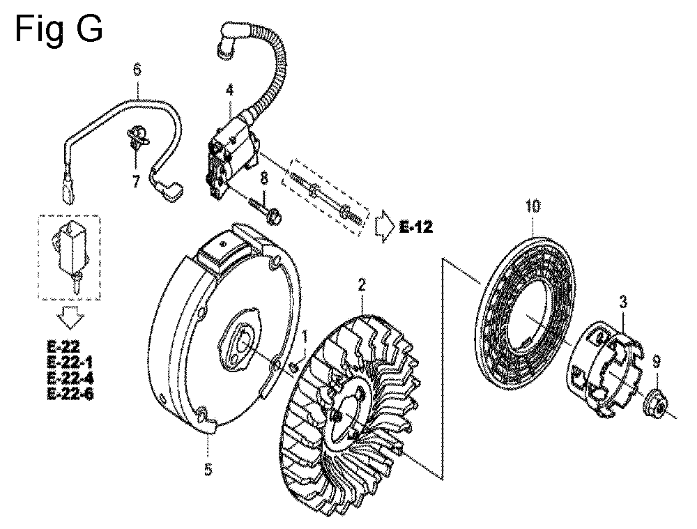 Fig-7 Diagram and Parts List for GC190A Type QHKF Honda Engine